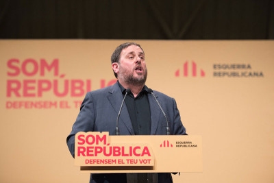 Oriol Junqueras num comício em 2014.