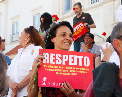 Professores em luta em Santarém. Foto da Fenprof.