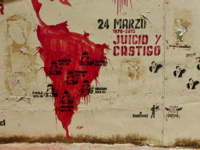 Mapa de ditaduras na América do Sul. Mural na Argentina. Foto de caminandolibertad/Flickr.