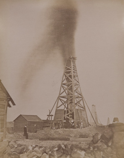 Foto de poço de petróleo em Baku por Calouste Gulbenkian. Cerca de 1890.