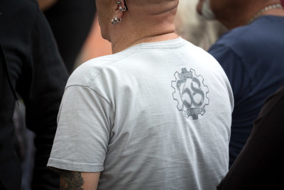Manifestante neonazi na Alemanha em 2019. Foto de Kai Schwerdt/Flickr.