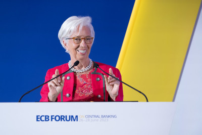 Christine Lagarde no Fórum do BCE em Sintra.