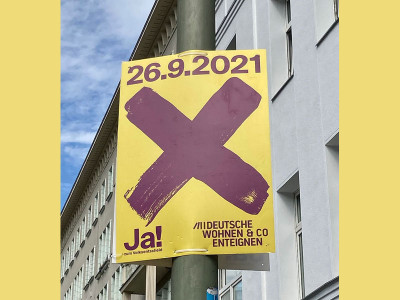 Cartaz da campanha pelo Sim à expropriação no referendo de 26 de setembro.