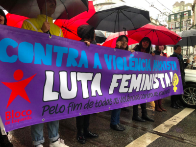 Protesto em Lisboa contra a violência contra as mulheres.