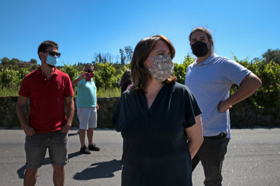 Catarina Martins afirmou: “Não podemos começar o próximo ano letivo nas condições em que fizemos este, porque, por muito que elogiemos, e devemos elogiar, o esforço que foi feito, sabemos que não é assim que pode funcionar a escola”, Tondela, 20 de junho de 2020 - Foto de Nuno André Ferreira/Lusa 