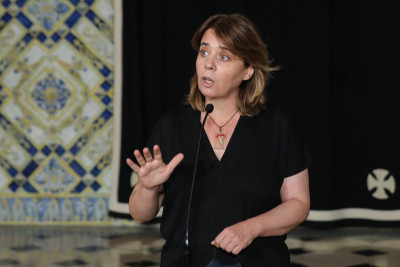 Catarina Martins fala à comunicação social, após a reunião com o Presidente da República – Foto de Miguel A. Lopes/Lusa