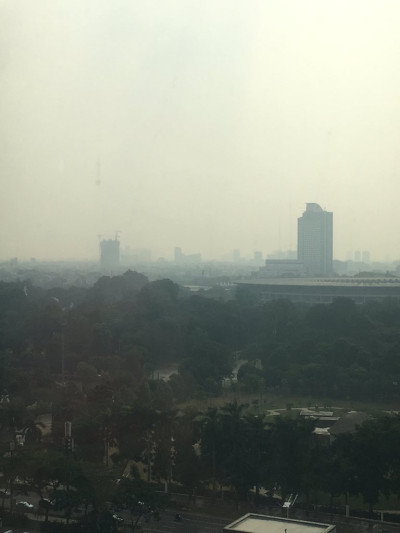 Cidade de Jacarta envolvida em poluição. 2 de julho de 2019.