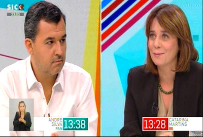 Debate entre André SIlva e Catarina Martins na SIC Notícias, moderado por Clara de Sousa