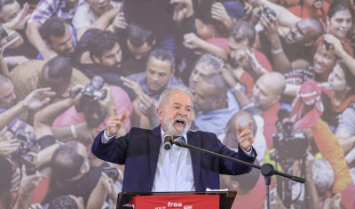 Lula a prestar declarações depois da sua libertação. Foto: Ricardo Stuckert/Fotospublicas.com.