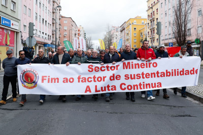 Protesto dos trabalhadores das minas e pedreiras em Lisboa.