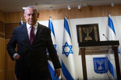Netanyahu na sua declaração ao país em que anuncia novas eleições. Dezembro de 2020. Foto de Yonatan Sindel/EPA/Lusa.