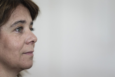 Catarina Martins em conferência de imprensa. Foto de Filipe Amorim/Lusa.