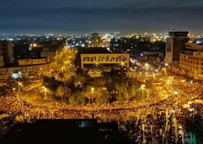 Manifestação na Praça Tahrir. Iraque, outubro de 2019.