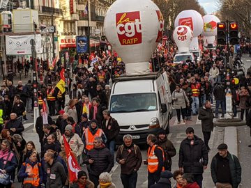 Manifestação contra reforma das pensões de Macron. Paris, janeiro de 2020. Fonte: Attac France.