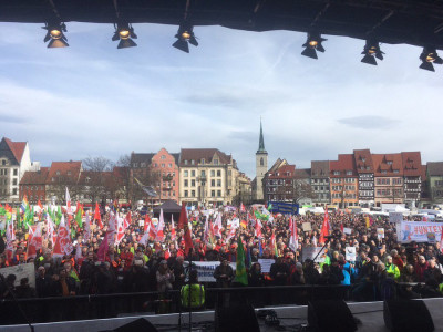 Manifestação contra a extrema-direita em Erfurt. Fevereiro de 2020.