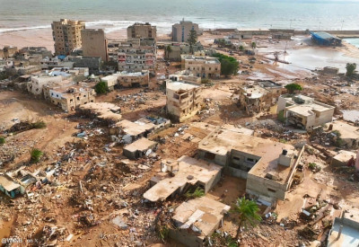 Destruição na cidade de Derna, no leste da Líbia