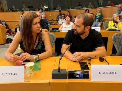 Marisa Matias e José Gusmão no Parlamento Europeu.