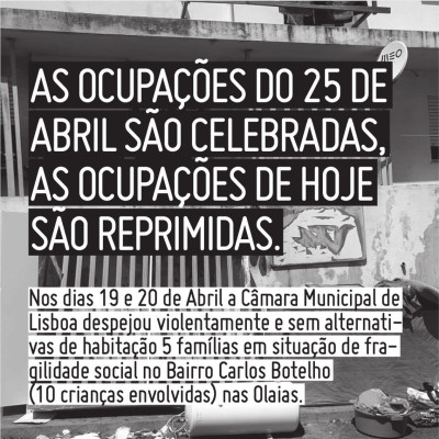 Cartaz da Habita sobre a sua concentração.