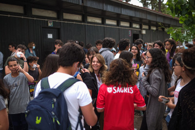 Catarina Martins visitou esta segunda-feira a Escola Michel Giacometti, da Quinta do Conde, Sesimbra, 30 de maio de 2022 – Foto de José Sena Goulão