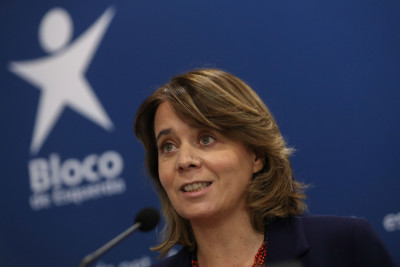 Catarina Martins na conferência realizada no final da reunião da Mesa Nacional - Foto de António Cotrim/Lusa
