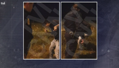 Fotogramas dos vídeos apreendidos com imagens das agressões. Imagens CNN/TVI