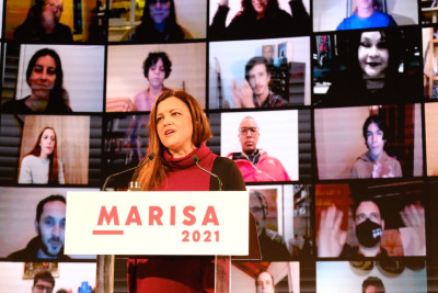 Marisa Matias no comício virtual feito a partir da Amadora.