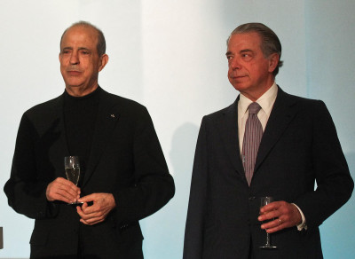 Joe Berardo com Ricardo Salgado na apresentação da 9ª edição do BES Photo, em 2013. Pormenor de foto de Mário Cruz, Lusa arquivo.
