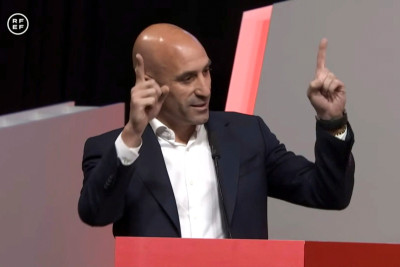 Luis Rubiales durante a Assembleia Geral Extraordinária da Federação de Espanha, realizada sexta-feira, dia 25 de agosto, na qual anunciou que não irá demitir-se.