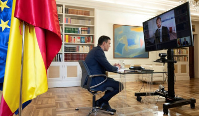 Pablo Sánchez, primeiro-ministro de Espanha e líder do PSOE, reuniu por videoconferência com Pablo Casado, líder do PP