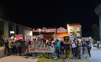 "Populações locais têm que demonstrar o seu desacordo por estes financiamentos à tauromaquia" - Foto do movimento Santarém sem touradas