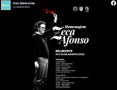 Pormenor do cartaz do evento de homenagem a José Afonso pela Câmara Municipal de Belmonte.