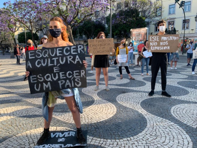 Manifestação de trabalhadores do setor da cultura em Lisboa.