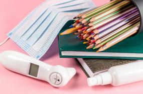 lápis, máscara, termólápis, máscara, termómetrometro