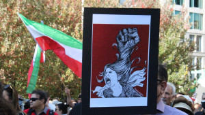 Manifestação em Vancouver de solidariedade com o povo iraniano.