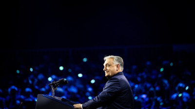 Viktor Orbán num comício de campanha