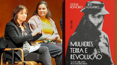 Cecília Honório e Rita Calvário na apresentação do livro "Mulheres, Terra e Revolução"