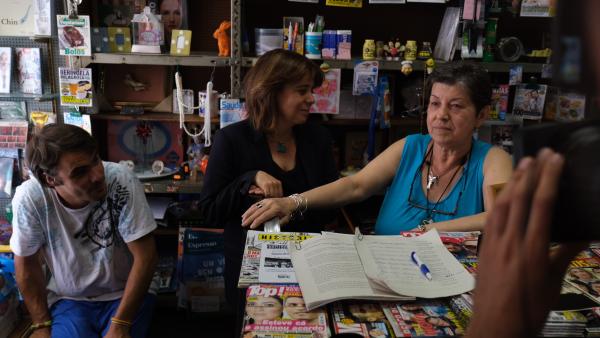 Catarina Martins na livraria Eduardo dos Livros, 29 de julho de 2019. Foto de Paula Nunes.