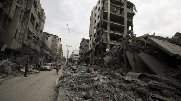 Destruição em Gaza.