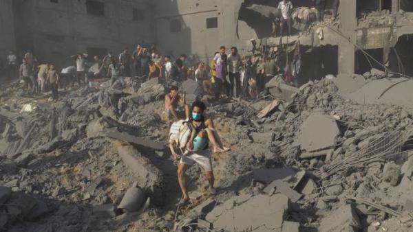 Destruição no campo de refugiados de Jabalia.