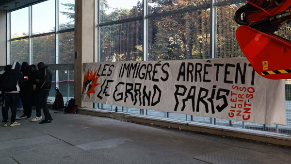 Sem-papéis em protesto nas obras dos Jogos Olímpicos. Foto de @MSolidarites/Twitter.