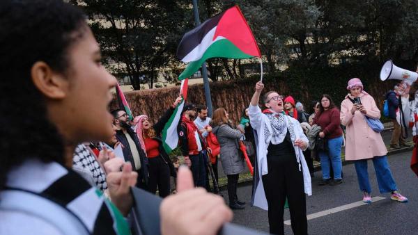 Manifestação em Lisboa de solidariedade com a Palestina.