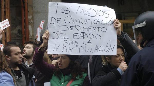 Manifestação em frente à sede do PP contra a mentira do 11M