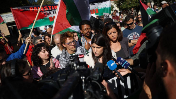 Mariana Mortágua na manifestação deste sábado