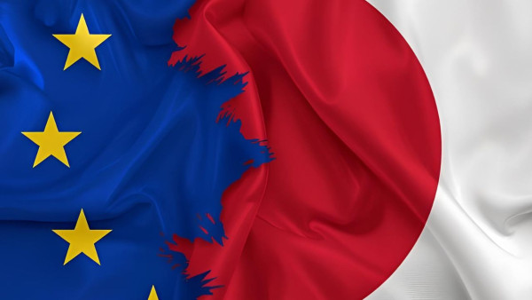 bandeiras UE e Japão