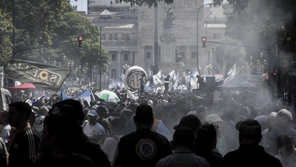 Manifestação da greve geral desta quinta-feira na Argentina. 