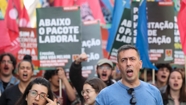 Tiago Oliveira na manifestação da CGTP em Lisboa.