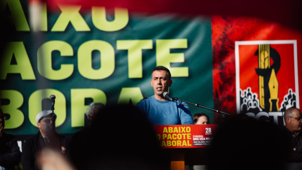 Tiago Oliveira na manifestação da CGTP em Lisboa.