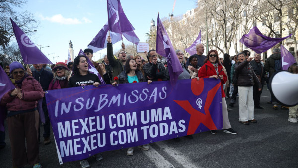 Cortejo do Bloco na manifestação em Lisboa