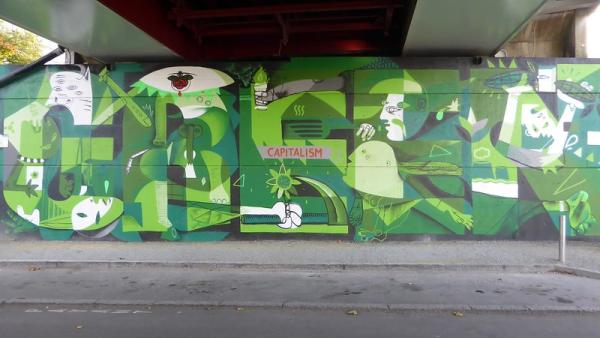 Capitalismo verde. Mural em Nantes. Foto de Nic Stef/Flickr.