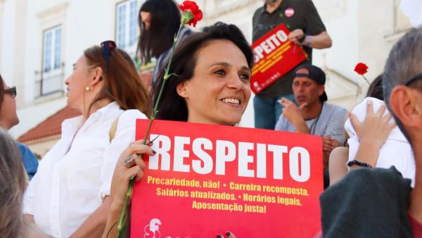 Professores em luta em Santarém. Foto da Fenprof.